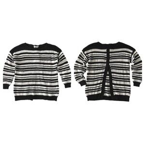 Autumn Cashmere Kids Textured Stripe Boatneck Sweater Open Back 8 14 NWT